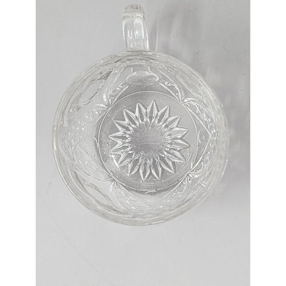 Vintage Glass Punch Bowl Miss Matched Cups With Intricate Patterns 3 Clear Glass - Picture 5 of 16